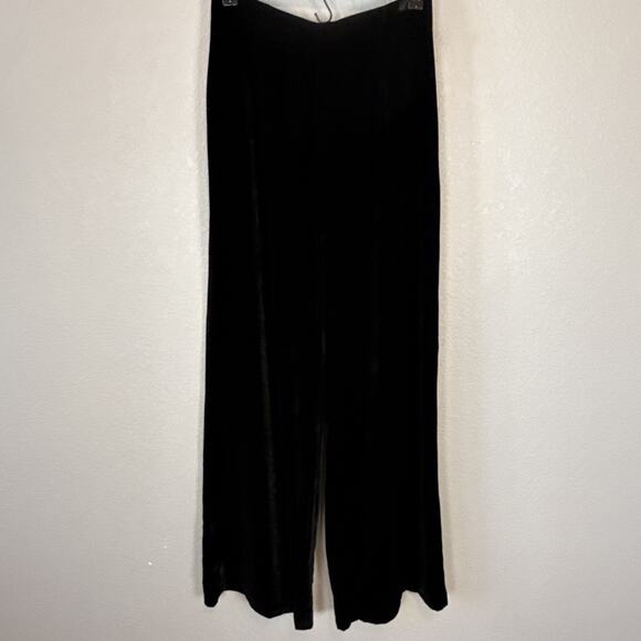 Heidi Weisel Womens Wide Leg Black Silk Velvet Pants Size 8 Fully Lined Holiday - Picture 2 of 8